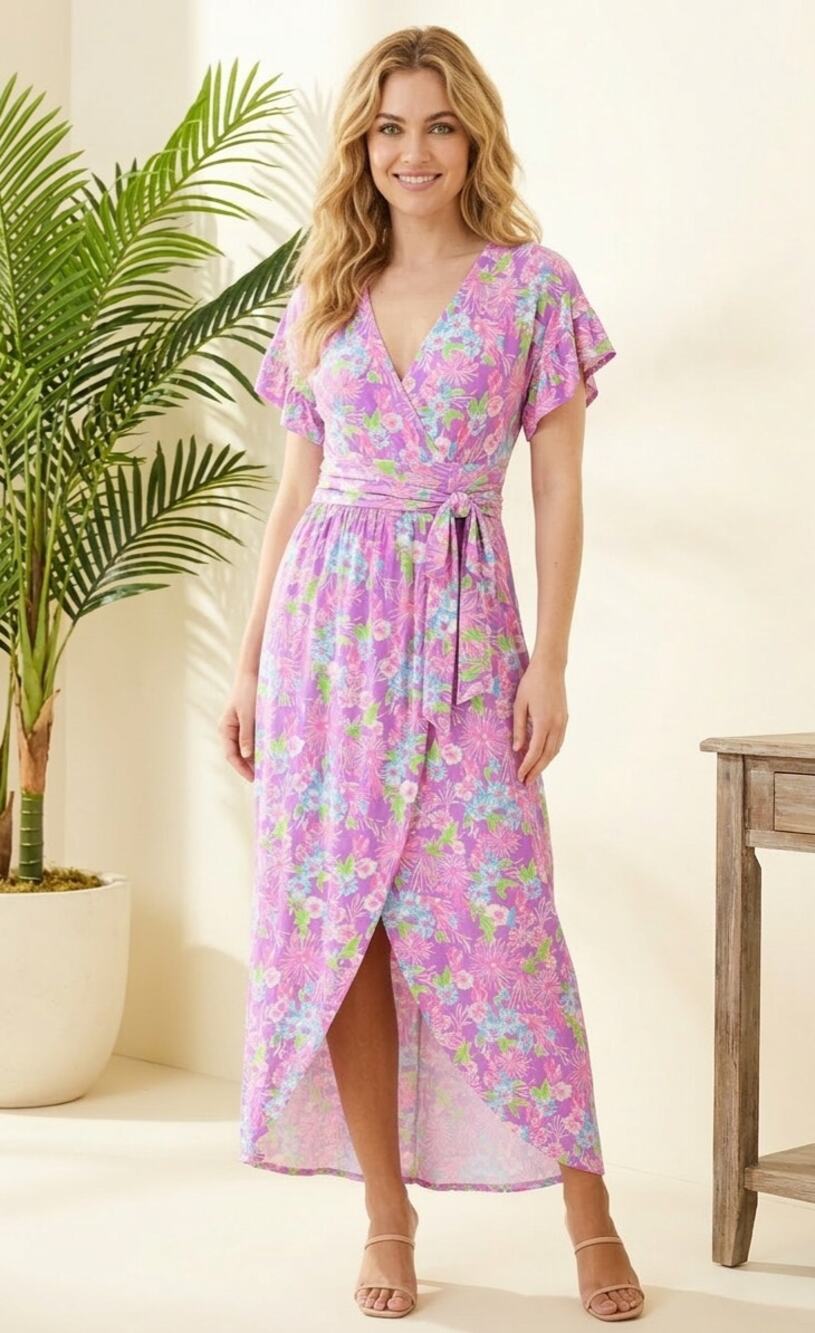 NWT Lilly Pulitzer Anchorage Midi Dress Amethyst Moms The Word Floral Pink M